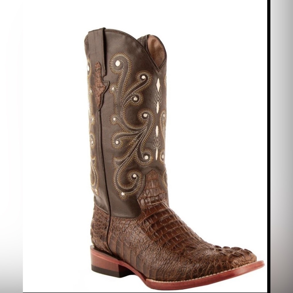 Ferrini Men’s Stampede Crocodile Embroidered Square Toe Boots Size 8 (Women 10)